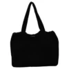 32 L Corduroy Drawstring Tote with Front Pockets Black color SKU reference