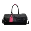 16L Embossed PU Travel Duffel with Pendant Detail Black color SKU reference