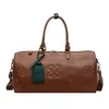 16L Embossed PU Travel Duffel with Pendant Detail Brown color SKU reference