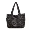Leopard-Print Corduroy Tote with Pouch Reference Green color SKU reference
