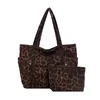 Leopard-Print Corduroy Tote with Pouch Reference Coffee brown color SKU reference