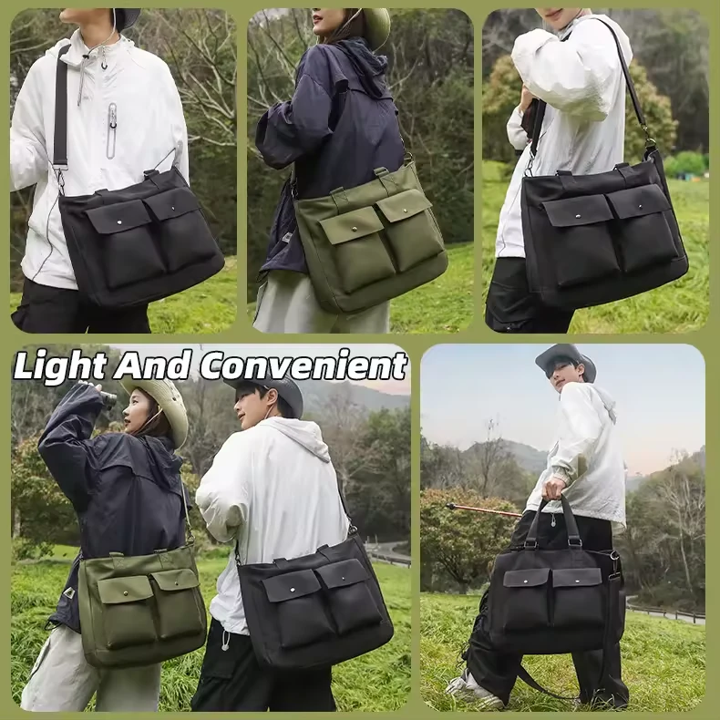 Nylon Utility Shoulder Tote with Front Pocket product reference image