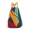 Color-Block Nylon Sling Backpack with Adjustable Strap Color option 2 color SKU reference
