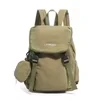 Drawstring Nylon Travel Backpack with Companion Pouch Green color SKU reference