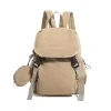 Drawstring Nylon Travel Backpack with Companion Pouch Khaki color SKU reference