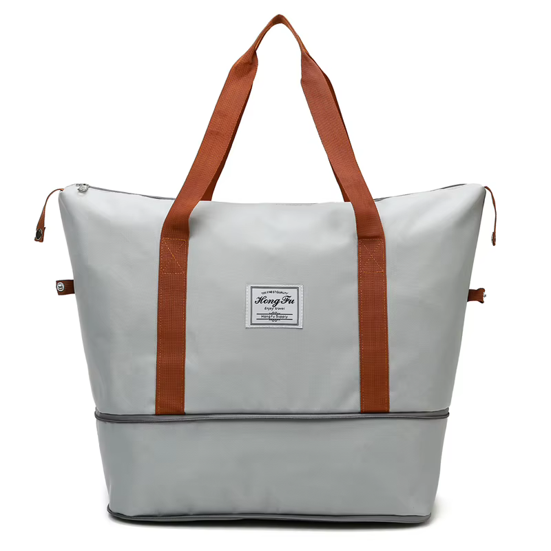 Expandable Nylon Travel Tote & Weekender Light Grey color SKU reference
