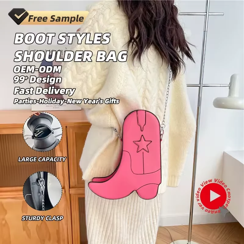 Boot-Shaped PU Crossbody Bag with Star Detail product reference image