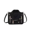PU Crossbody Bag with Exterior Zip Pocket Black color SKU reference