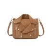 PU Crossbody Bag with Exterior Zip Pocket Khaki color SKU reference