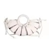 Sector-Shaped PU Handbag with Shoulder Carry Silver color SKU reference