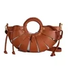 Sector-Shaped PU Handbag with Shoulder Carry Brown color SKU reference