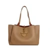 Large-Capacity PU Tote Bag with Decorative Pendant Khaki color SKU reference