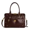 PU Shoulder & Crossbody Bag with Decorative Pendant Coffee Brown color SKU reference