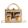 Mirrored Pearl Square Evening Bag with Detachable Chain Red color SKU reference