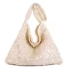 Large-Capacity Sequin Tote Bag with Shoulder Carry White color SKU reference