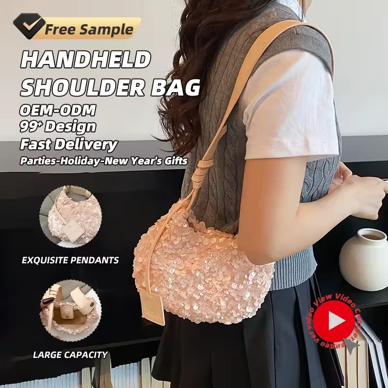 Sequin Shoulder Bag with Exquisite Pendant product reference image