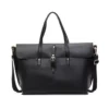 PU Shoulder Tote with Metal Snap Detail Black color SKU reference
