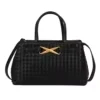 Knitted-Texture PU Shoulder & Crossbody Bag Black color SKU reference