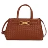 Knitted-Texture PU Shoulder & Crossbody Bag Brown color SKU reference