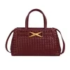 Knitted-Texture PU Shoulder & Crossbody Bag Burgundy color SKU reference