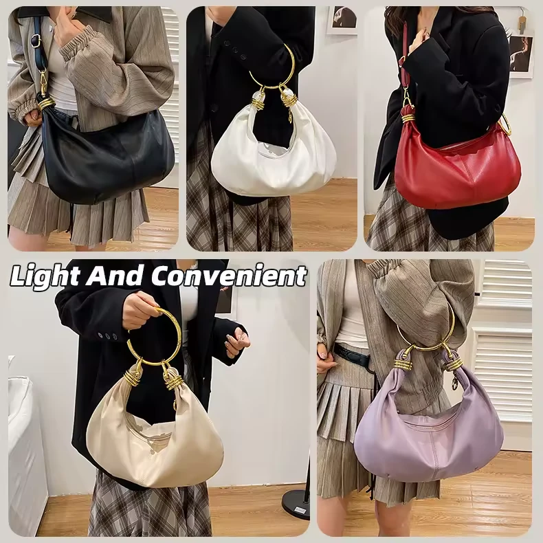 PU Shoulder Bag with Metal Ring Handle product reference image
