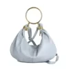 PU Shoulder Bag with Metal Ring Handle Blue color SKU reference