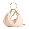 PU Shoulder Bag with Metal Ring Handle Khaki color SKU reference