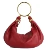 PU Shoulder Bag with Metal Ring Handle Red color SKU reference
