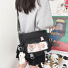 Nylon Messenger Bag with Clear Front Window Pocket Black color SKU reference