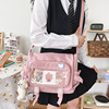 Nylon Messenger Bag with Clear Front Window Pocket Pink color SKU reference