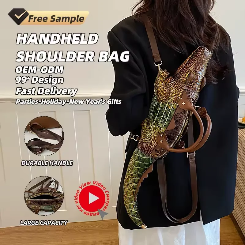 Crocodile-Shaped PU Shoulder Bag product reference image