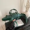 Crocodile-Shaped PU Shoulder Bag Green 2 color SKU reference