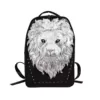 Lion-Face Relief PU Travel Backpack Silver color SKU reference