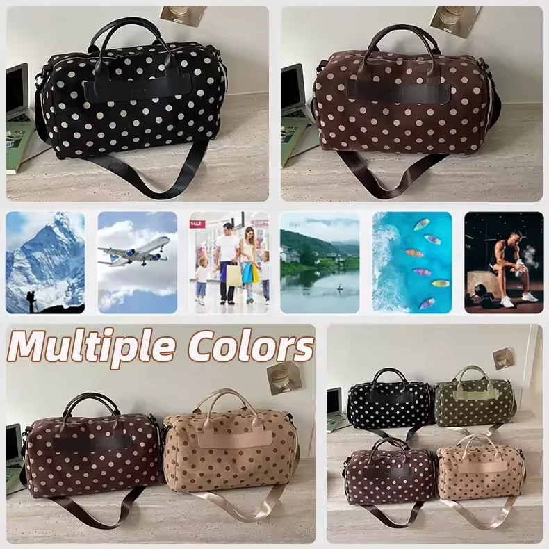 20 L Polka-Dot PU Gym Duffel with Shoe & Wet/Dry Storage product reference image