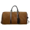 23 L PU Weekender Duffel with Decorative Pendant Brown color SKU reference