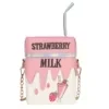 Milk Carton-Shaped Crossbody Bag with Straw Detail Pink color SKU reference