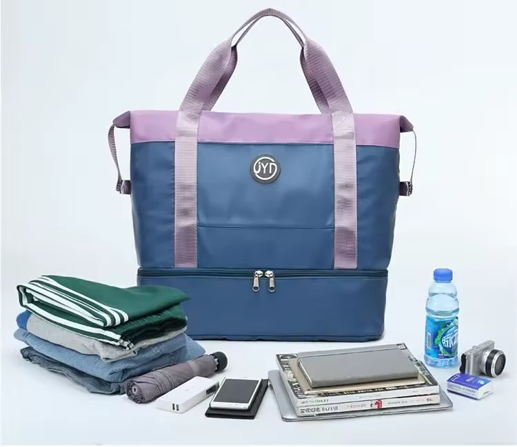 Two-Style Color-Block Sports Duffel with Shoe Pocket product reference image