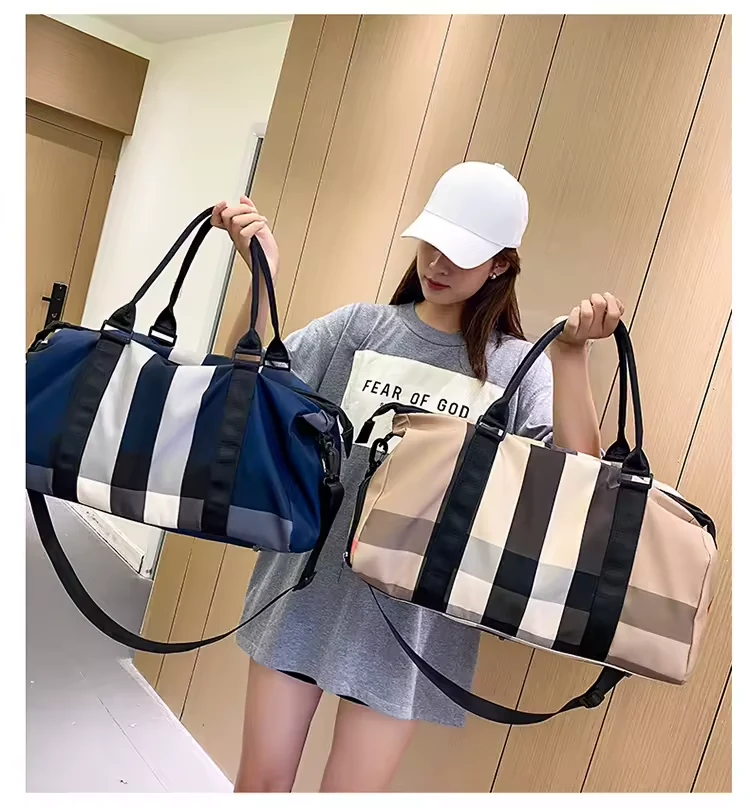 Plaid Travel and Gym Duffel Bag with Custom Print Options product reference image