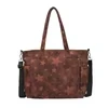 Star-Pattern Travel Tote with Removable Shoulder Strap Brown color SKU reference