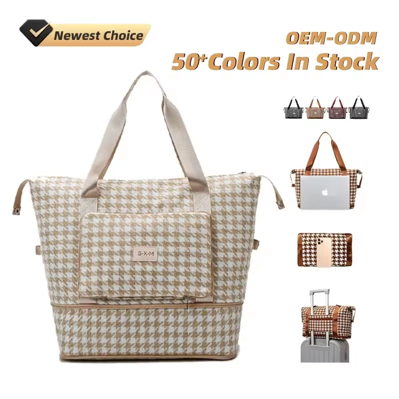 Houndstooth Foldable Travel Duffel with Trolley Sleeve product reference image