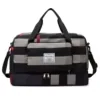 Foldable Striped Travel Duffel with Shoe Compartment Charcoal Plaid color SKU reference