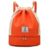 Nylon Drawstring Gym Backpack with Separate Shoe Compartment Orange color SKU reference