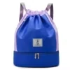 Nylon Drawstring Gym Backpack with Separate Shoe Compartment Blue color SKU reference