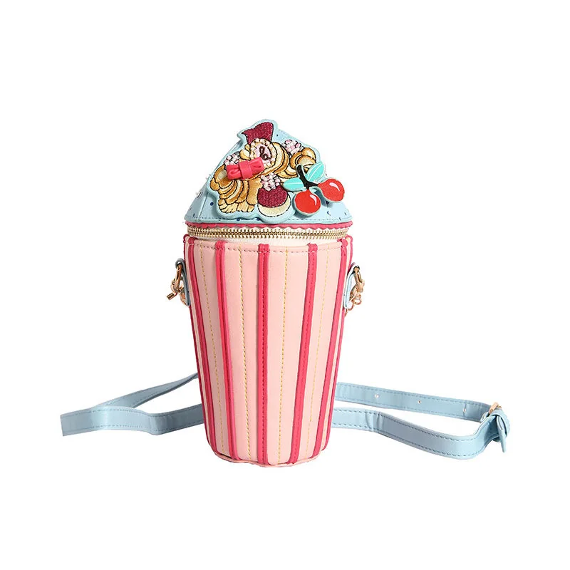 Two-Style Ice-Cream Shape PU Crossbody Bag Pink Style 1 SKU overview reference