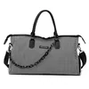 Woven Pattern Weekender Duffel with Shoe Compartment Black color SKU reference