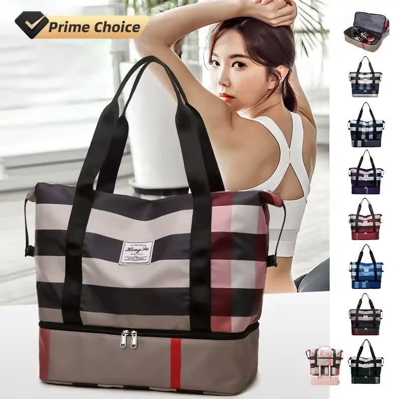Classic Plaid Gym and Travel Duffel with Shoe Compartment product reference image