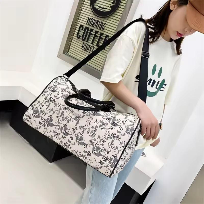 Printed Nylon Travel Duffel with Shoulder Strap product reference image