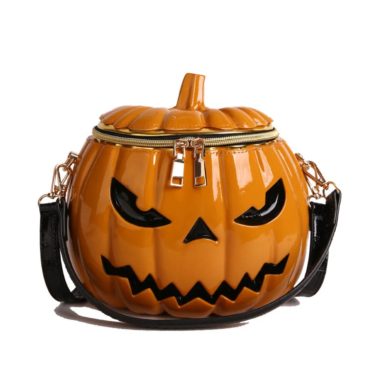 Pumpkin-Shape PVC Crossbody Bag Yellow color SKU reference