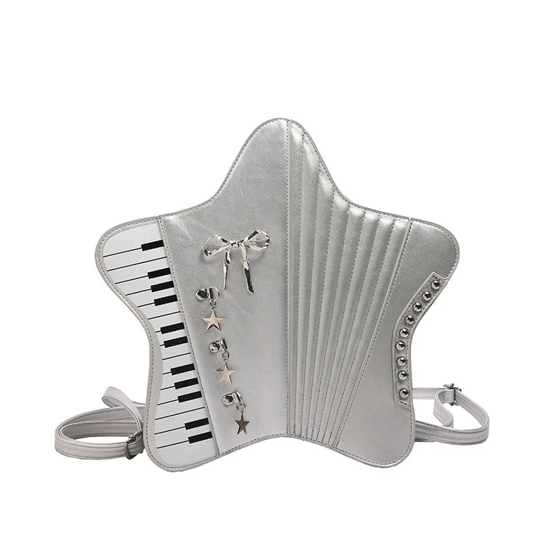 Star-Shape PU Handbag with Adjustable Strap Silver color SKU reference