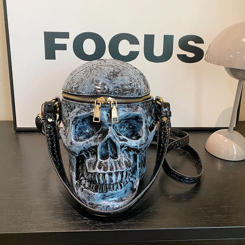Skull-Shape PU Crossbody Bag Blue color SKU reference